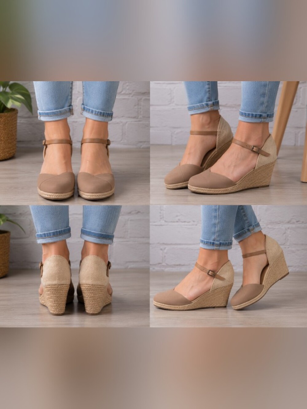 me too espadrille wedge sandals ankle strap tan leather & canvas  women's size 8
